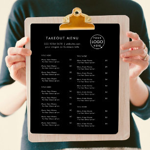 Restaurant Takeout   Black Logo Takeaway Menu