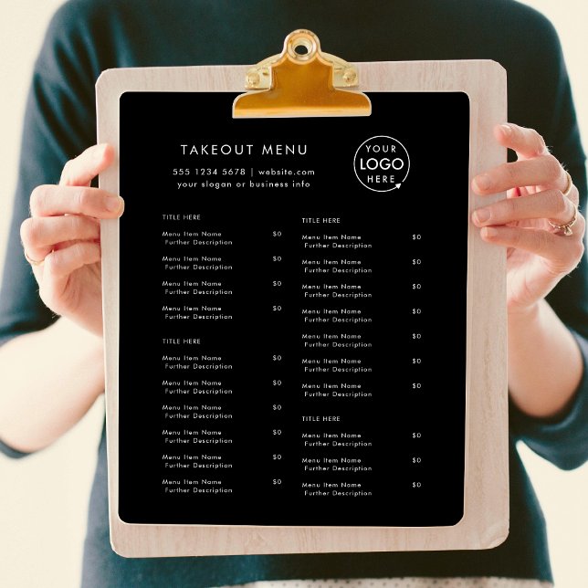 Restaurant Takeout | Black Logo Takeaway Menu (Creator Uploaded)