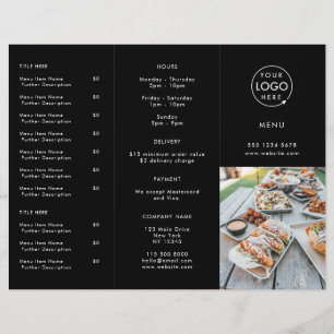 Restaurant Takeout Black Modern Photo Menu