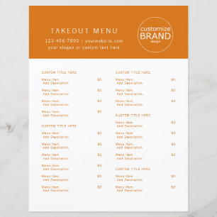 Restaurant Takeout Catering Logo Orange Menu