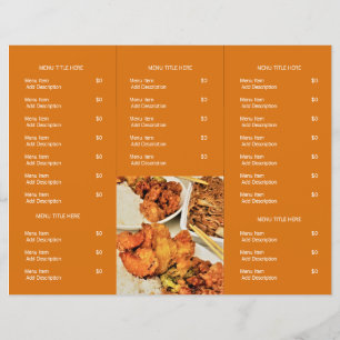 Restaurant Takeout Logo Orange Tri-fold Menu