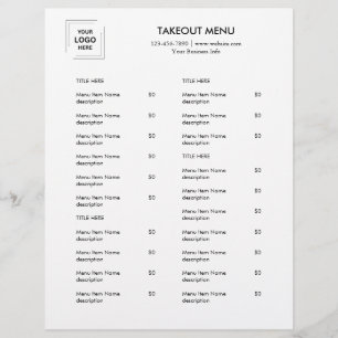 Restaurant Takeout   Minimalist Logo Catering Menu