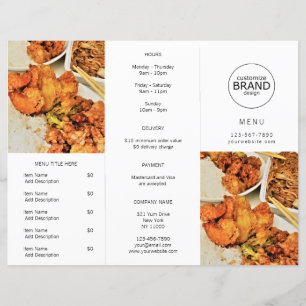 Restaurant Takeout Modern Logo Photo Tri-fold Menu