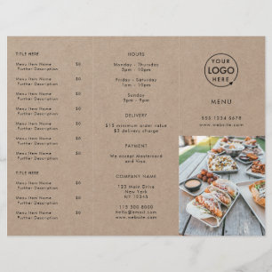 Restaurant Takeout   Rustic Kraft Takeaway Menu