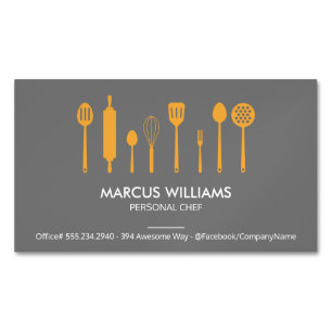 Restaurant Utensils Executive Chef Magnetic Business Card