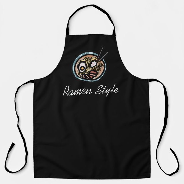 Restaurant waiter modern black Japanese ramen Apron (Front)
