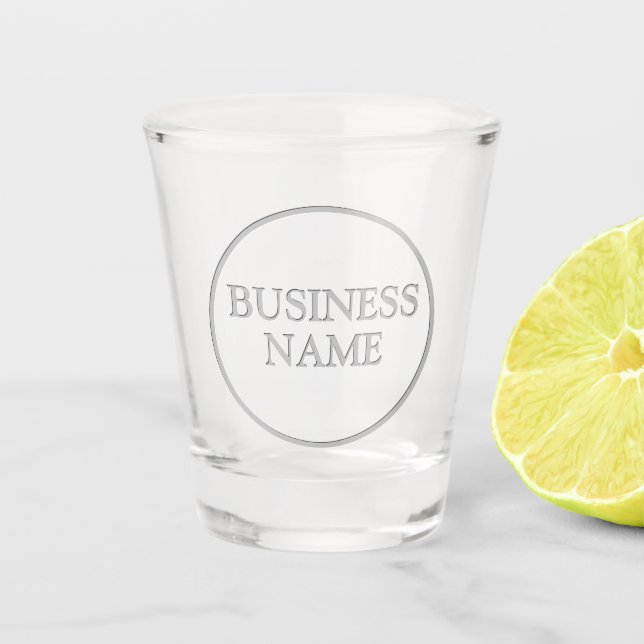 Restaurant White Faux Engraved Lettering Shot Glass (Front)