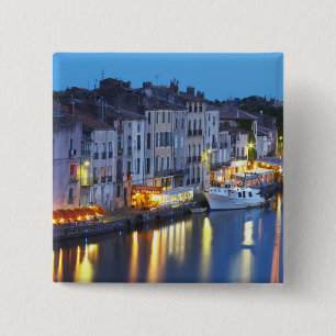 Restaurants along the l'Herault river. L'Herault 2 15 Cm Square Badge