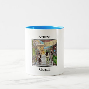 Restaurants on the hills, Plaka, Athens Greece Two-Tone Coffee Mug