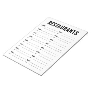 Restaurants Organisation Form Notepad