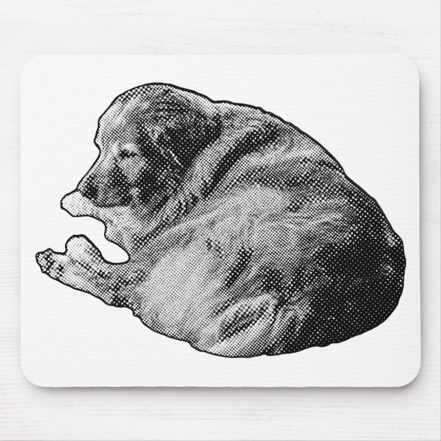 Restful Dot Dog Inspires Calm at Winter Workspaces Mouse Mat (Front)