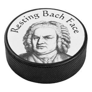 Resting Bach Face Classical Music Composer Hockey Puck