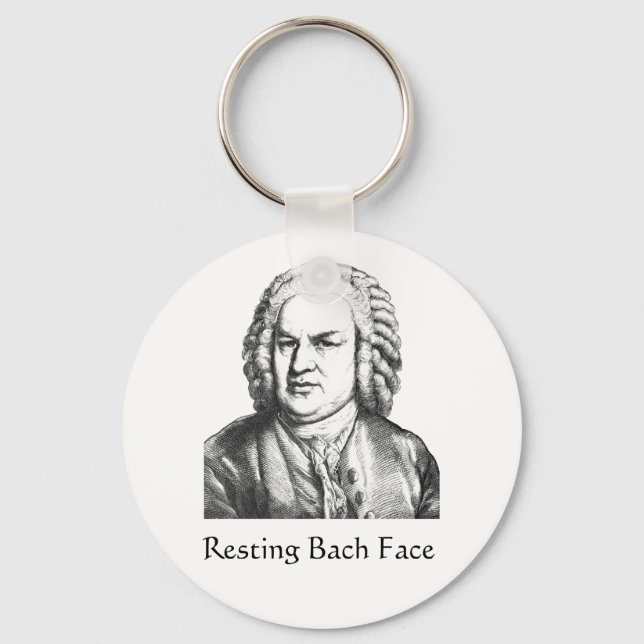 Resting Bach Face Classical Music Composer Key Ring (Front)