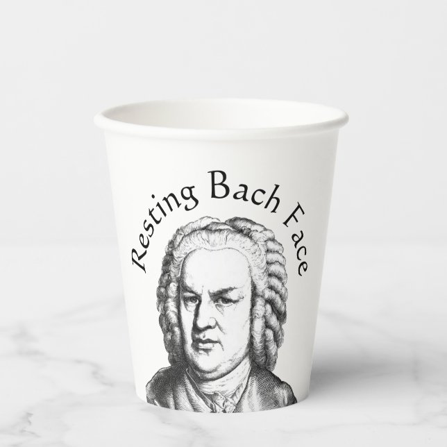 Resting Bach Face Classical Music Composer Paper Cups (Front)