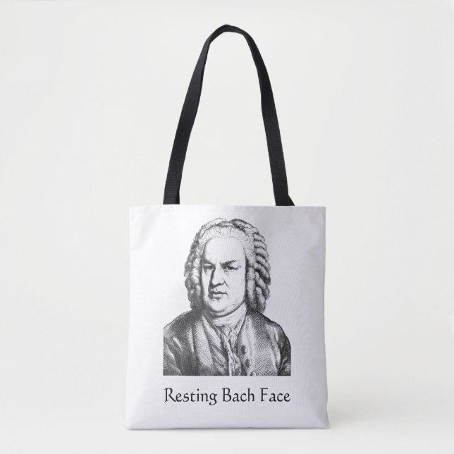 Resting Bach Face Classical Music Composer Tote Bag (Front)
