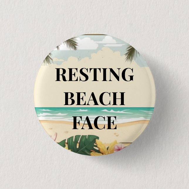 resting beach face 3 cm round badge (Front)