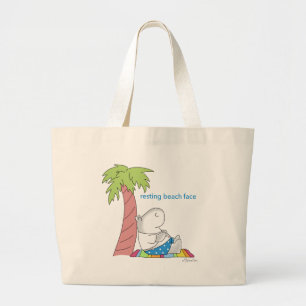 RESTING BEACH FACE Belly Button Hippo Boynton Large Tote Bag