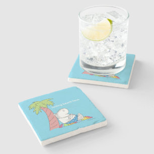 RESTING BEACH FACE Belly Button Hippo Boynton Stone Coaster