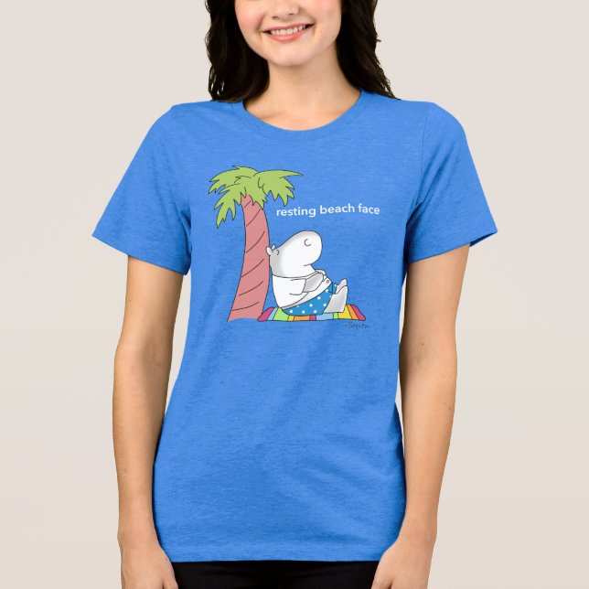 RESTING BEACH FACE belly button hippo Boynton Tri-Blend Shirt (Front)