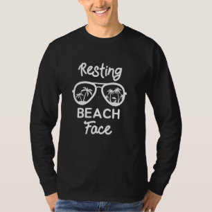 Resting Beach Face Funny Messy Bun Matching Summer T-Shirt