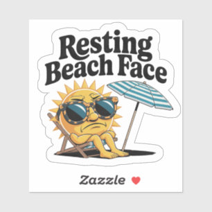 Resting Beach Face Funny Summer Vacation
