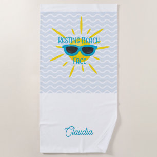 Resting Beach Face Funny Sun Personalised Towel