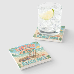 Resting Beach Face Stone Coaster