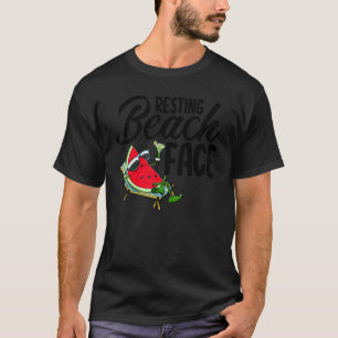 Resting Beach Fcae Watermelon Women Love Melon Fru T-Shirt