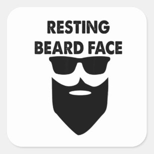 Resting Beard Face Funny Beard Square Sticker