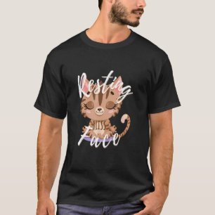 Resting Bliss Face Cat Yoga Meditation T-Shirt