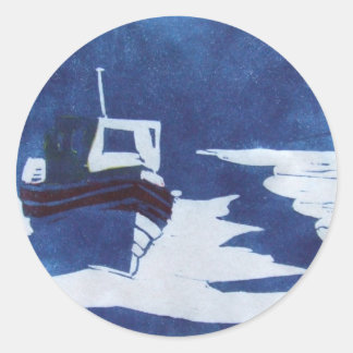 resting boat classic round sticker