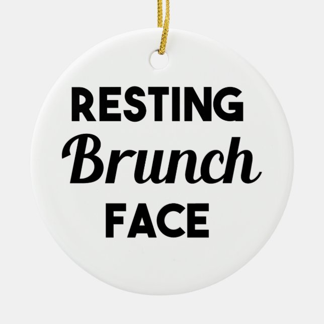 Resting Brunch Face Ceramic Tree Decoration (Front)