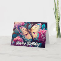 Resting Butterfly Design Happy Birthday