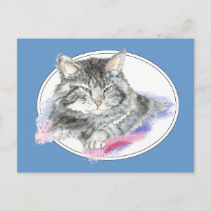 Resting Cat - Pet Animal watercolor Collection Postcard