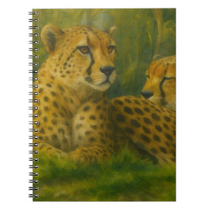 Resting Cheetah Duo in Forest Setting Notebook
