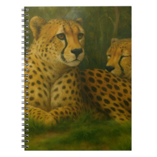 Resting Cheetah Duo in Forest Setting Notebook