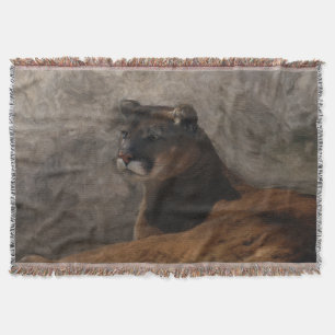 Resting Cougar Mountain Lion Wildlife Art Design Throw Blanket