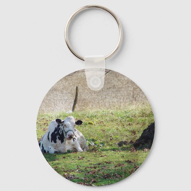 Resting Dairy Cow Key Ring (Front)