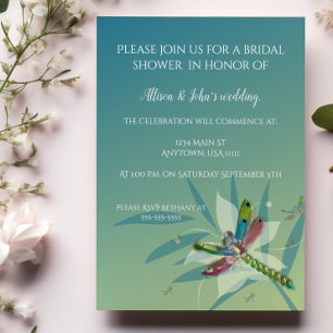 Resting Dragonfly Bridal Shower Invitation
