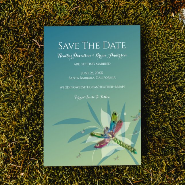 Resting Dragonfly Save The Date Announcement (Resting Dragonfly Save the Date Wedding Announcement)