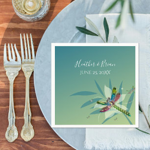 Resting Dragonfly Wedding Paper Napkins