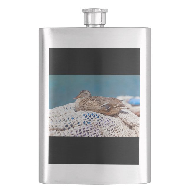 Resting Duck Hip Flask (Front)