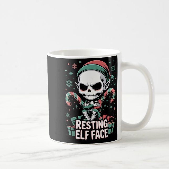 Resting Elf Face Funny Christmas Cute Creepy Women Coffee Mug (Right)