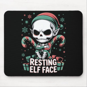 Resting Elf Face Funny Christmas Cute Creepy Women Mouse Mat