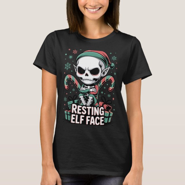 Resting Elf Face Funny Christmas Cute Creepy Women T-Shirt (Front)