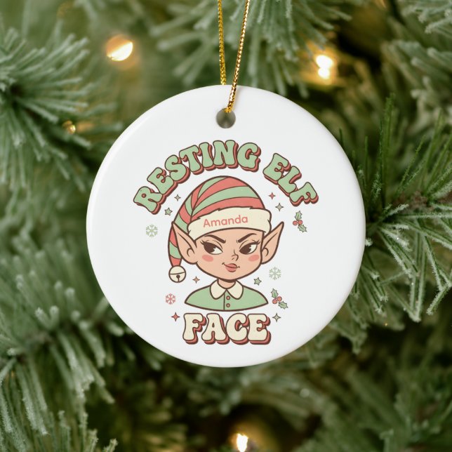 Resting Elf Face Funny Christmas Ornament (Tree)