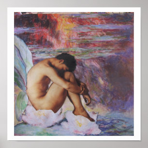Resting Faerie in Monet's Garden - collage art Poster