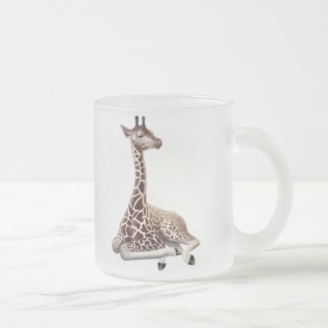 Resting Giraffe Frosted Glass Mug (Right)