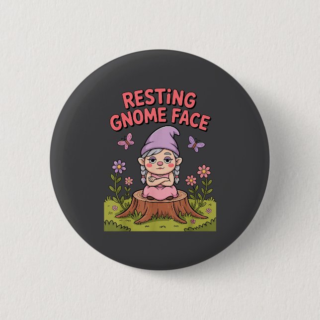 Resting Gnome Face Cute Funny Christmas Kawaii Car 6 Cm Round Badge (Front)
