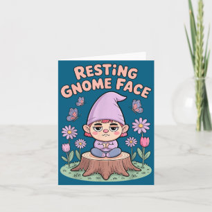 Resting Gnome Face Cute Funny Christmas Kawaii Car Card